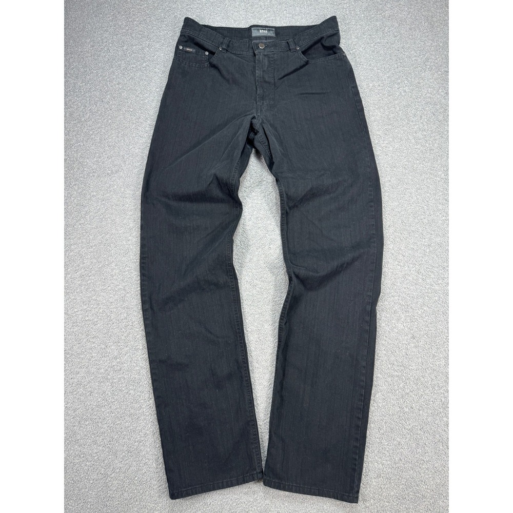 Brax Carlos Jeans Men's 34x36 Black Straight Leg Relaxed Fit High Rise Trousers